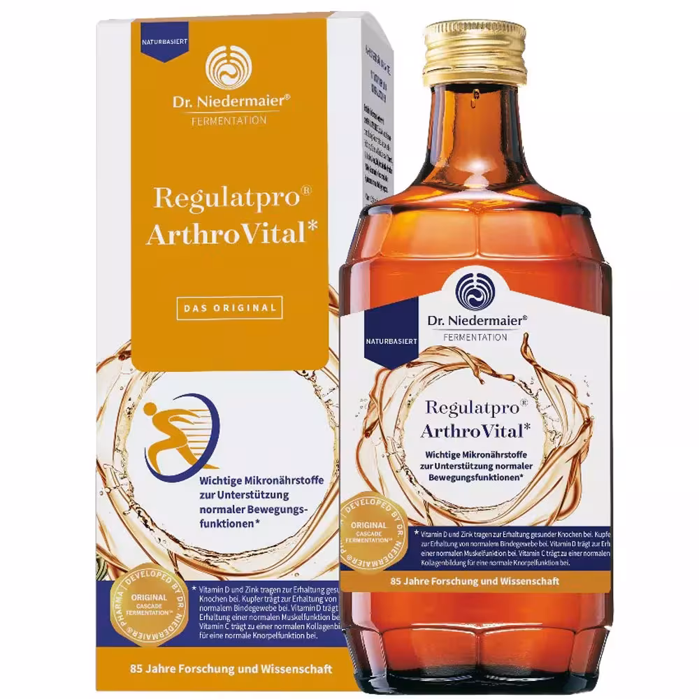 Dr. Niedermaier Regulatpro ArthroVital Flasche und Verpackung Nahrungsergänzung