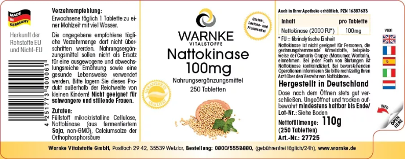 Warnke Nattokinase 100mg 250Tbl.